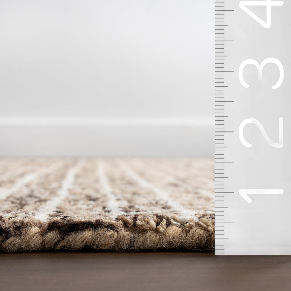 Rugs USA 8'6" x 11'6" Melrose Checked Wool Indoor Area Rug, Contemporary Farmhouse Cream for Living Room, Bedroom, Office, Entryway, Hallway