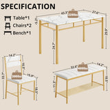IRONCK Dining Table Set for 4, Kitchen Table with Upholstered Bench and 2 Chairs, Kitchen Table and Chairs Set for Small Space, Apartment, Rustic Brown