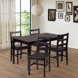 FDW | 5-Piece Solid Wood Dining Table Set for 4 | Brown | Pine Kitchen Table with Upholstered Chairs | Space-Saving Design | Smooth Easy-to-Clean Surface | for Dining Room, Apartment, Restaurant