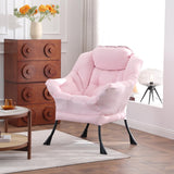 Welnow Lazy Chair with Ottoman, Modern Lounge Accent Chair with Armrests and a Side Pocket, Leisure Sofa Armchair, Reading Armchair with Footrest for Small Space, Dark Grey