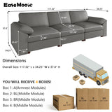 EASE MOOSE Leather Sectional Couch, Oversized Modular Sectional Sofas, Wide Deep Seat Modular Couch, Scratch Resistant Faux Leather Material, L Shaped Sofa for Big Spaces,Beige