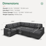 HONBAY Sectional Sleeper Sofa Pull Out Bed with Storage Chaise, Sectional Sofa Couch, Sleeper Couch Bed for Living Room, Dark Grey