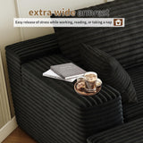 135.4" Cloud Modular Sectional Couch with 1 Ottoman,Modern Minimalist Upholstered Couches, Comfort U Shaped Sofa for Living Room,Deep Seat Corner Couch，No Assembly Required (Black,Left Facing Chaise)