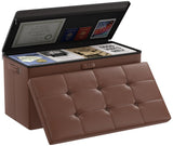 DocSafe Storage Ottoman with Lock,Fireproof Folding Ottoman Foot Rest Stool Storage Chest with Storage Safe for Important Documents,Waterproof 17 Inches Short Ottoman Foot Stool with Handles,Black