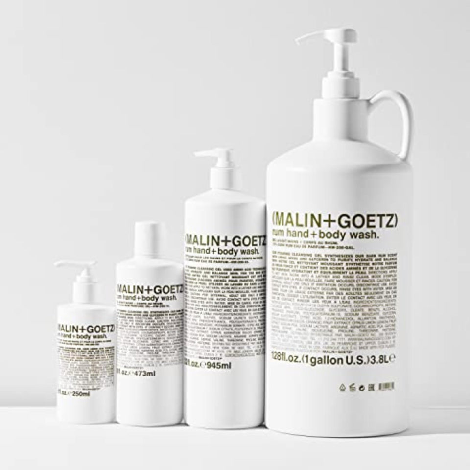 Malin + Goetz Rum Hand & Body Wash, 16 Fl. Oz. – Men & Women Natural Body Wash For All Skin Types, Foaming Hydrating Cleansing Gel, Cruelty-Free & Vegan