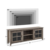 Walker Edison Portsmouth Classic 2 Glass Door TV Stand for TVs up to 80 Inches, 70 Inch, Dark Walnut