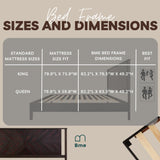 Bme Vivian 14 Inch Deluxe Bed Frame with Headboard, Rustic & Scandinavian Style with Solid Acacia Wood, No Box Spring Needed, 12 Strong Wood Slat Support, Easy Assembly, King, Rustic Golden Brown