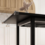 Feonase 5-Piece Dining Table Set for 4-8 People, 63" Large Extendable Kitchen Table Set with 2 Benches and 2 Square Stools, Dining Room Table with MDF Wood Board, Easy Assembly, Black