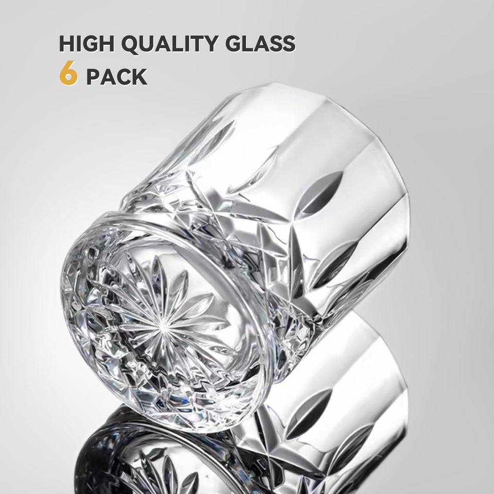 Triplorare Whiskey Glasses Set of 6, 11 OZ Old-Fashioned, Rum & Scotch Glasses