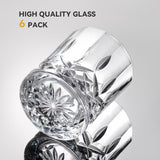 Triplorare Whiskey Glasses Set of 6, 11 OZ Old-Fashioned, Rum & Scotch Glasses