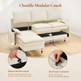 Vesgantti 142" U Shaped Sectional Couch, Comfy Cloud Modular Sectional Sofa with 2 Ottoman Deep Seat Chenille Modern Cloud Sofa, Modular Sofas for Living Room, Bedroom and Apartment, Beige