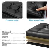 Bsketa Storage Ottoman, Folding Foot Stool with Thicker Foam Padded Seat Small Leather Storage Ottoman Bench Foot Rest for Living Room Foldable Coffee Table 17x13x13in,Black