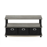 FURINNO Turn-N-Tube Coffee Table, 31.22D x 15.5W x 15.8H in, French Oak Grey/Black/Black