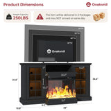 oneinmil 36 Inch 3-Sided Glass Fireplace TV Stand for TVs up to 80", Rustic Media Entertainment Center Console Table with Glass Door Closed Storage, Set of TV Table, White