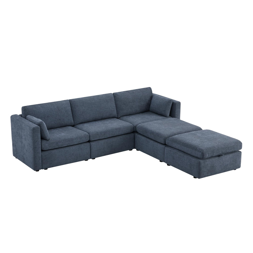 CHITA Oversized Modular Sectional Sofa, FSC Certified L Shaped Sectional Couches for Living Room, 112 inch Width,4 Seat Modular Sofa with Storage Ottoman, Linen