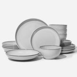 Pokini 24 Piece Dinnerware Sets for 8, Modern Stoneware Plates and Bowls Setst, Perfect for Family Gatherings & Holiday Celebrations, Easy Cleaning Dishes Set, Stack Compactly Dishware, Brown Green