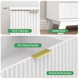 Fluted Dresser for Bedroom with 9 Drawers, 57" Wide Modern Chest of Drawers with Metal Handle, Wooden Dresser TV Stand, Wood Closet Clothes Storage Organizer for Living Room, Hallway, Natural Oak