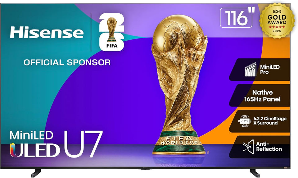Hisense 55" U7 Mini-LED ULED 4K UHD Best Premium Gaming Google Smart TV (55U75QG, 2025 Model) - QLED, Native 165Hz, VRR 288, Up to 3000 Nits, HDR10+, Dolby Vision IQ · Atmos, IMAX Enhanced, 2.1.2 Ch