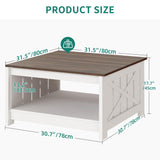 YITAHOME Coffee Table Farmhouse Coffee Table with Storage Rustic Wood Cocktail Table, Square Coffee Tables for Living Meeting Room with Half Open Storage Compartment, Grey Wash