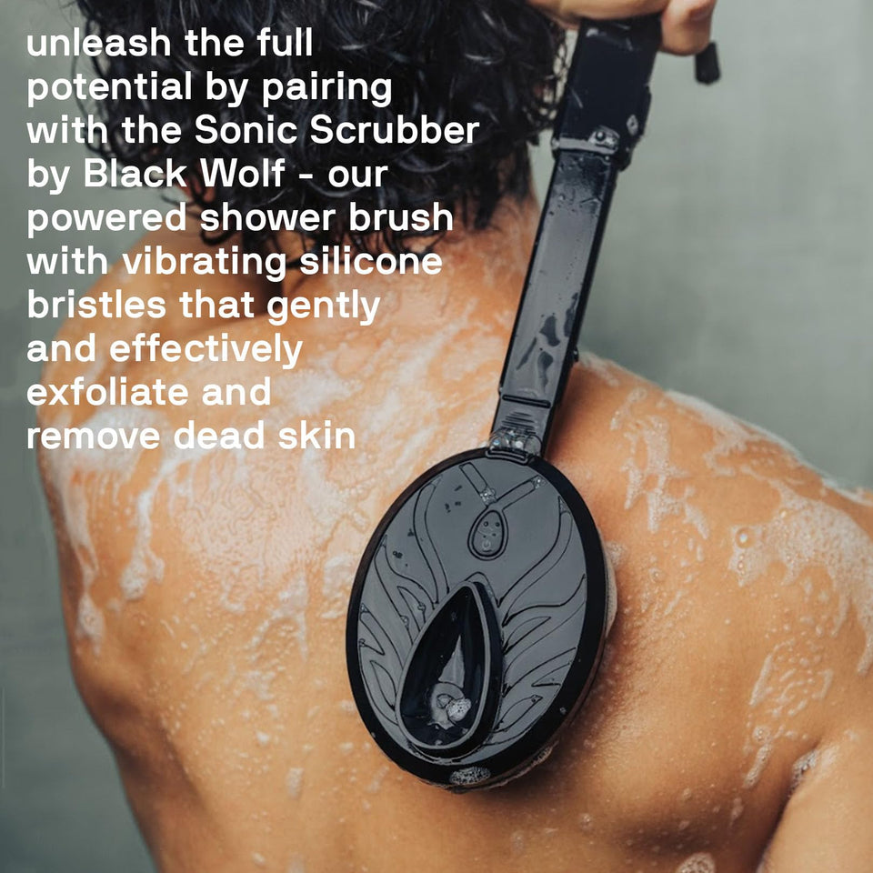 Black Wolf Salicylic Acid Body Wash for Men, 1 Liter - Men's Acne Body Wash - Charcoal Helps Reduce Acne Breakouts & Cleanse Your Skin - Full Coverage & Deep Clean Treatment - Men's Bodywash