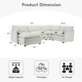 ROWHY 150'' Modular Sectional Sofa Cloud Couch, Corner Sofa Big Comfy Corduroy Oversized L Shaped Couch with 4 Pillows, Chaise, Ottoman, Deep Seat Couches for Living Room Office, Dark Grey