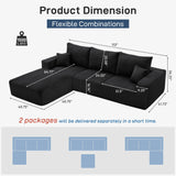 Sectional Cloud Boneless Sofa Couches for Living Room-113'' Beige 3 Seater U-Shaped Modern Lounge Couch-No Assembly Modular Corduroy Convertible Sponge Sleeper Sofas with Chaise for Home House