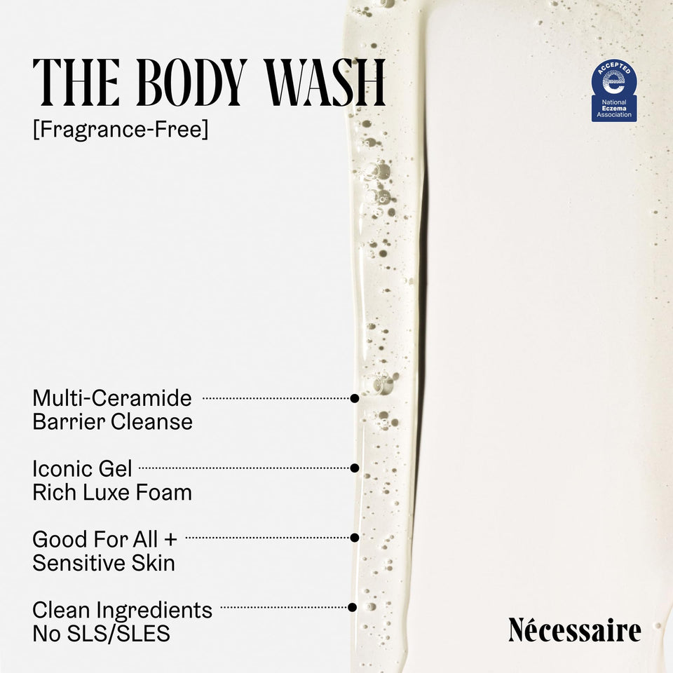 Nécessaire The Body Wash Eucalyptus — Multi-Oil Shower Gel Cleanser for Women + Men — Non-Comedogenic Body Wash with Niacinamide. 500ml/16.9 fl oz