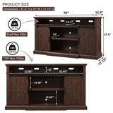 Farmhouse TV Stand for 80 Inch TVs, 37.4" Tall Entertainment Center w/Storage Cabinets and Sliding Barn Door, Media Console Cabinet w/Soundbar & Adjustable Shelves for Living Room, 70 inch (White)