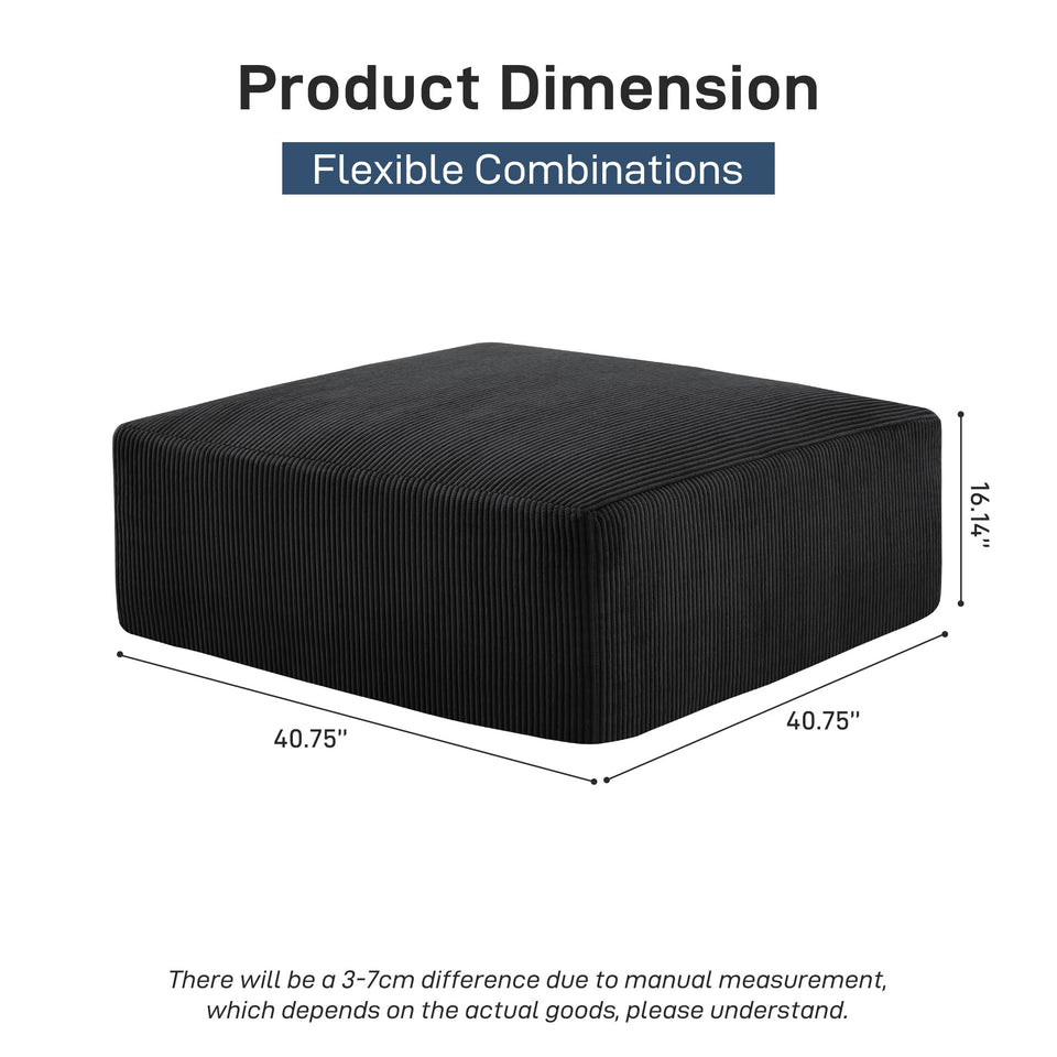 Sectional Cloud Boneless Sofa Couches for Living Room-113'' Beige 3 Seater U-Shaped Modern Lounge Couch-No Assembly Modular Corduroy Convertible Sponge Sleeper Sofas with Chaise for Home House