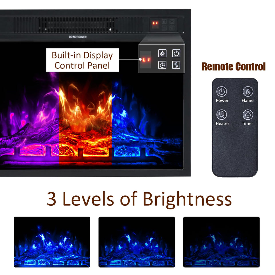 AMERLIFE Fireplace TV Stand with Sliding Barn Door for TVs up to 73", Farmhouse 63" Fireplace Entertainment Center with Storage Cabinets/Adjustable Shelves, Distressed White & Barnwood