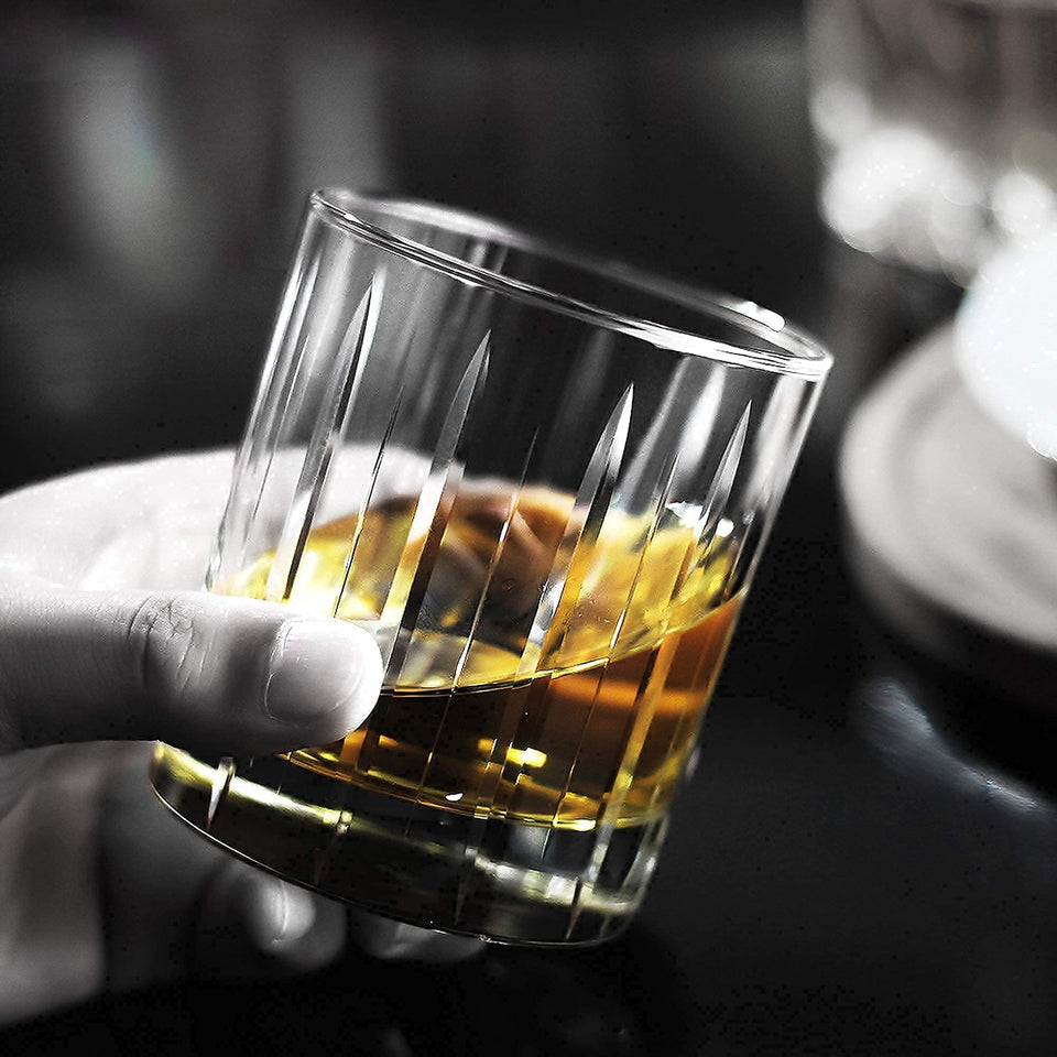 LUXU Whiskey Glasses-Premium 11 OZ Scotch Glass Set of 6 /Old Fashioned Whiskey Glasses/Style Glassware for Bourbon/Rum glass,Clear