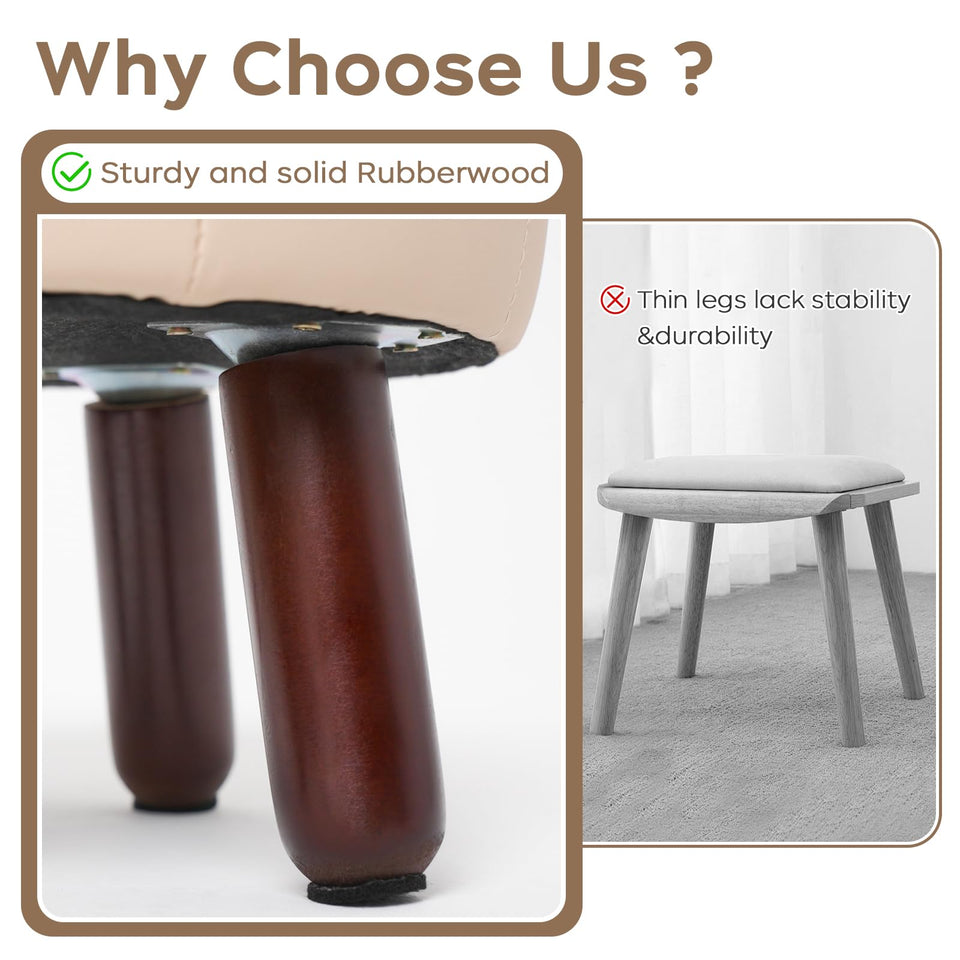 oakvivo 13in Small Foot Stool Ottoman, Round Faux Leather Foot Rest for Couch, Under Desk Pouf Footstool Footrest with Non-Skid Rubber Legs for Ling Room, Bedroom, 13''L x 13''W x 10.2''H, Green