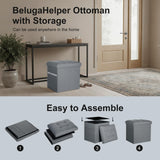 Storage Ottoman with Extra Thick Foam Padded Seat, Foldable Foot Rest Stool with Linen Fabric, 43L Ottoman with Storage Bench for Bedroom Living Room, Holds Up to 300lbs, 17x13x13in, Dark Gray