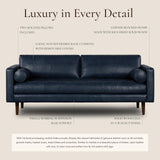 POLY & BARK Napa 72" Apartment Sofa – Italian-Tanned Full-Grain Pure-Aniline or Semi-Aniline Leather, Feather-Down Cushioning, Kiln-Dried Solid Wood Frame, Walnut Legs - Cognac Tan