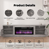 Lemberi Fireplace tv Stand with 36 inch Fireplace Up to 90" TVs, LED Light Entertainment Center and Storage, 80" Modern Wood Media TV Console with Highlight Cabinet for Living Room (White)