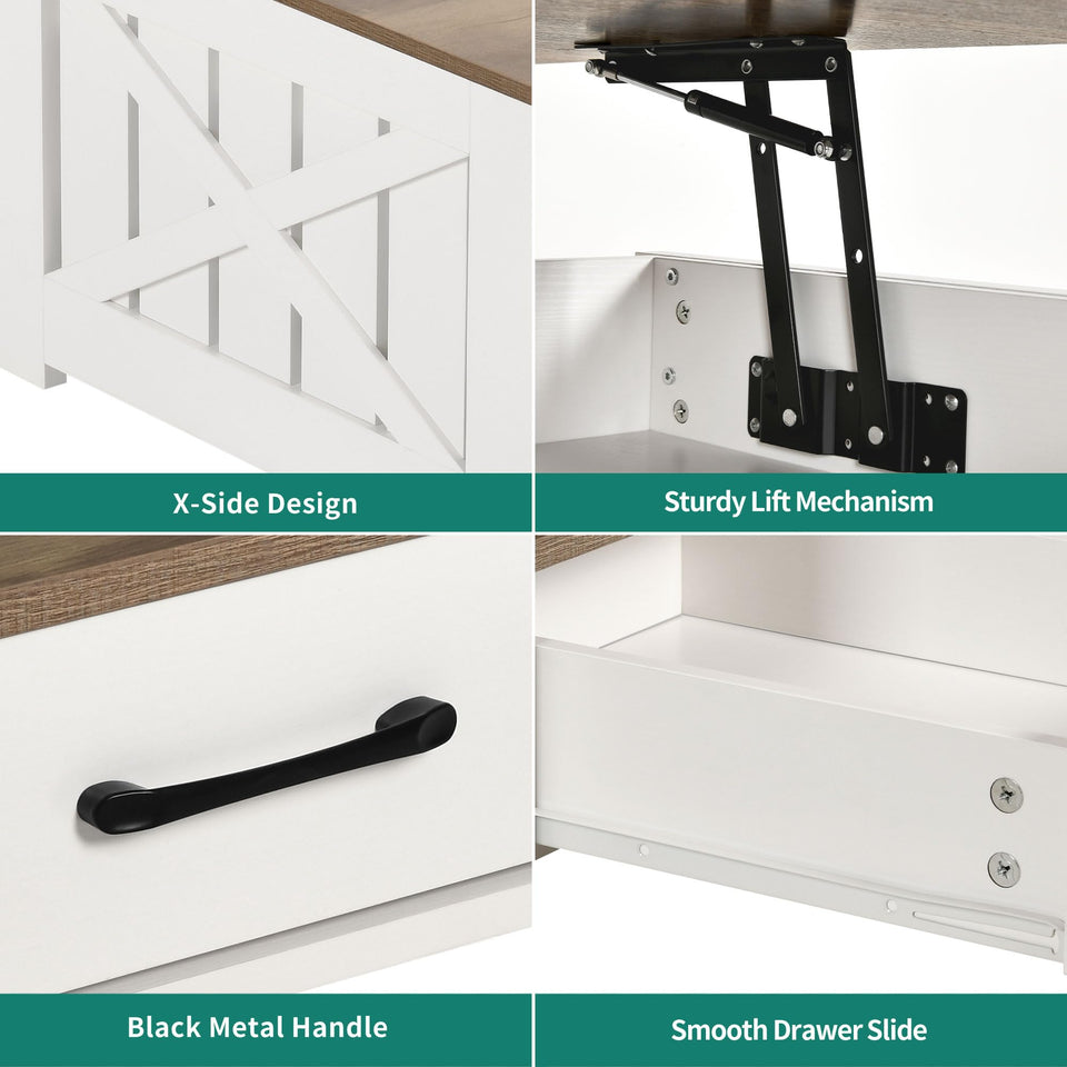 YITAHOME Coffee Table Farmhouse Coffee Table with Storage Rustic Wood Cocktail Table, Square Coffee Tables for Living Meeting Room with Half Open Storage Compartment, Grey Wash