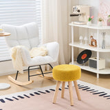 Wimarsbon Pouf Ottoman, 100% Cotton Knitted Boho Footstool, Round Footrest with Non-Skid Wood Legs, Home Décor Handmade Pouffe, Leisure Floor Step Stool for Living Room (Beige)