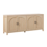 Walker Edison Sasha 4-Door Reeded Sideboard Buffet with Cord Management, 70 Inch, Coastal Oak