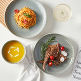 Pokini 24 Piece Dinnerware Sets for 8, Modern Stoneware Plates and Bowls Setst, Perfect for Family Gatherings & Holiday Celebrations, Easy Cleaning Dishes Set, Stack Compactly Dishware, Brown Green