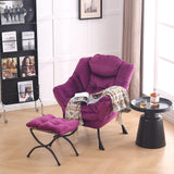 LITA Lazy Chair with Ottoman, Modern Accent Leisure Upholstered Lazy Sofa Armchair, Contemporary Lounge Reading Chair with Armrests and a Side Pocket for Living Room, Bedroom & Small Space, Dark Grey