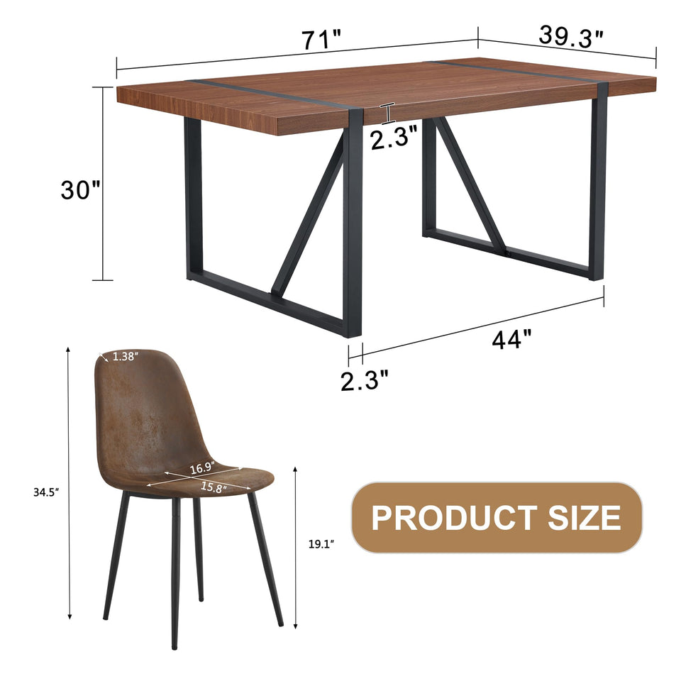 MUUOKY Dining Table Set for 4, Modern 55'' Wood Dinette Table Set for 4 with Fabric Dining Chairs,Table and Chairs Set of 4,Ideal for Kitchen Dining Room