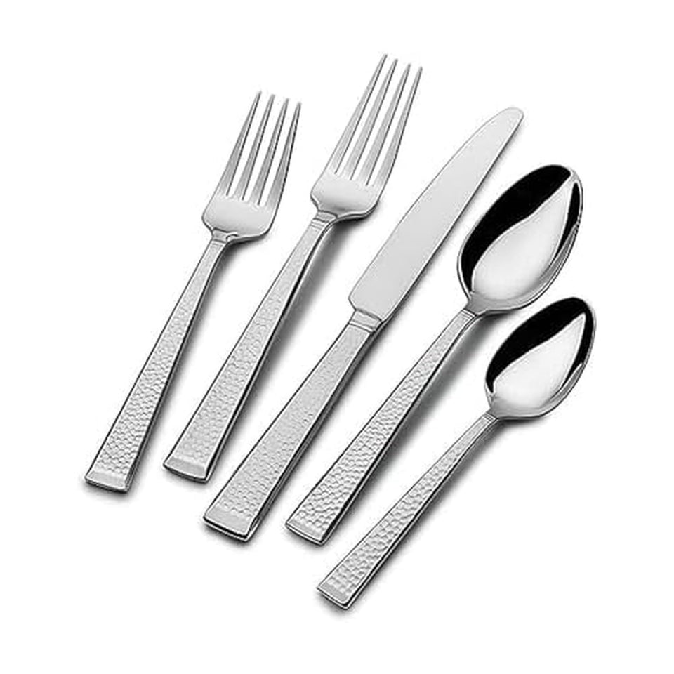 Mikasa Regent Bead 65-Piece Flatware Set for 12, 18/10 Stainless Steel Silverware with Full Service and Serving Utensils, Classic Beaded Edge Design