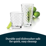 Libbey Ascent Tumbler and Rocks Drinking Glasses Set of 16, Glass Drinking Glasses with Curvature, Versatile Glassware Set for Parties and More