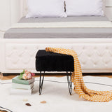Wimarsbon Storage Ottoman, Vanity Stools with Metal Legs, 16.5" x 11.8" x 18" Modern Faux Mink Fur Footstool, Makeup Chair with Anti-Slip Feet, Accent Table,Footrest,Storage Bench for Bedroom