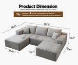 135.4" Cloud Modular Sectional Couch with 1 Ottoman,Modern Minimalist Upholstered Couches, Comfort U Shaped Sofa for Living Room,Deep Seat Corner Couch，No Assembly Required (Black,Left Facing Chaise)