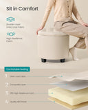 SONGMICS Round Ottoman, Ottoman with Storage, 17.7 Dia. x 17.5 H Inches Foot Rest with Legs, Load up to 330 lb, for Living Room, Bedroom, Dark Gray ULOM011G01