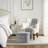 Bsketa Storage Ottoman, Folding Foot Stool with Thicker Foam Padded Seat Small Leather Storage Ottoman Bench Foot Rest for Living Room Foldable Coffee Table 17x13x13in,Black