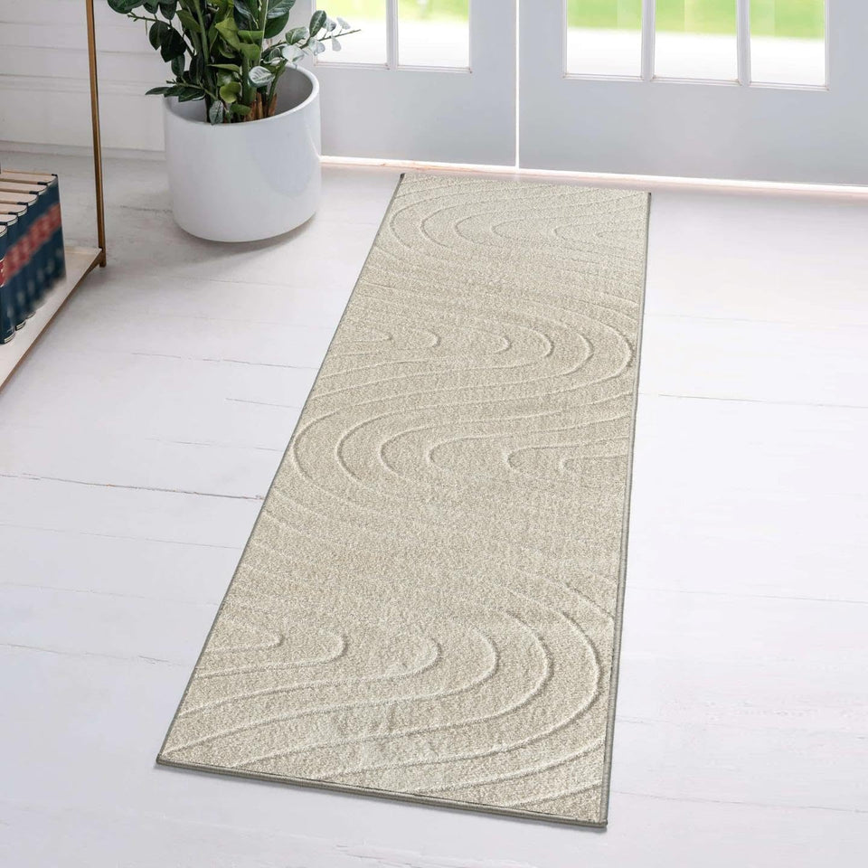 LUXE WEAVERS Modern Geometric Wave Cream 9x12 Area Rug