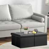 AmasSmile Footrest Ottoman Bench with Storage,34Inch Black Leather Footstool, Coffee Table, Padded Seat, Storage Chest,Blanket Store with Flipping Lid for Livingroom and Bedroom