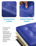 AmasSmile Storage Ottoman Folding Foot Rest Stool, Leather Footstool Bench, Short Ottoman Stool, Storage Foot Rest Store, Books (Black, 17" D x 13" W x 13" H)